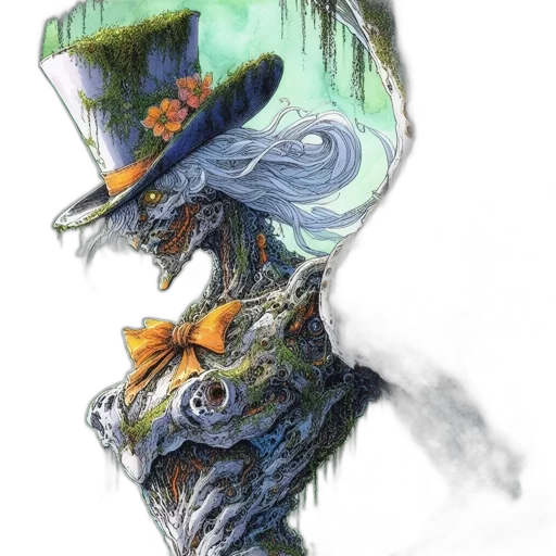 hat, mask, dragon, face, concept art, fantasy art, watercolor, comic book art transparent PNG cut-out