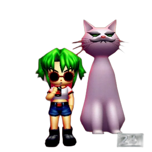 3d render, pixel art, concept art, vaporwave, outer space, animated, character, green transparent PNG cut-out