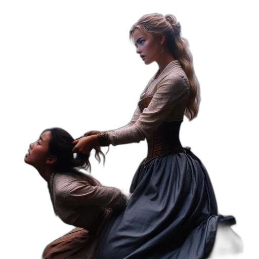 hair, staff, dress, oil painting, photorealistic, concept art, fire, forest transparent PNG cut-out