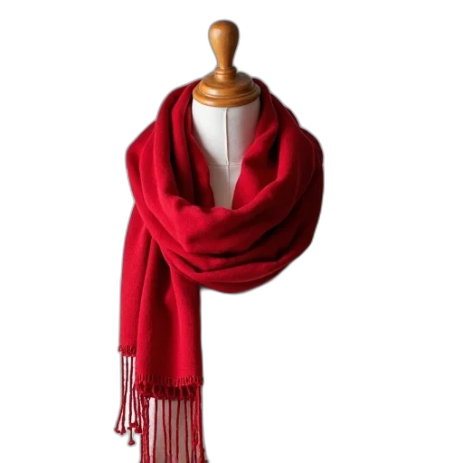 red, mannequin, dressed, white, dress, shawl, scarf, tassels transparent PNG cut-out