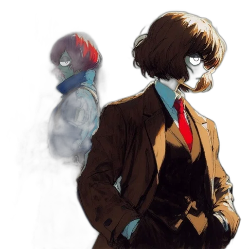 jacket, mask, face, concept art, comic book art, anime, watercolor, fog transparent PNG cut-out