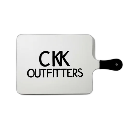white, cutting, board, text, ckk, outfitters, black, capital transparent PNG cut-out