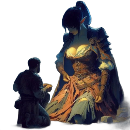 dress, sword, dragon, concept art, fantasy art, watercolor, oil painting, fire transparent PNG cut-out