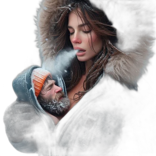 jacket, photorealistic, fantasy art, concept art, oil painting, snow, fog, fire transparent PNG cut-out