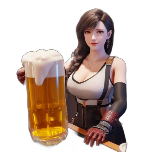 weapon, bottle, concept art, 3d render, fantasy art, pixel art, woman, stands transparent PNG cut-out