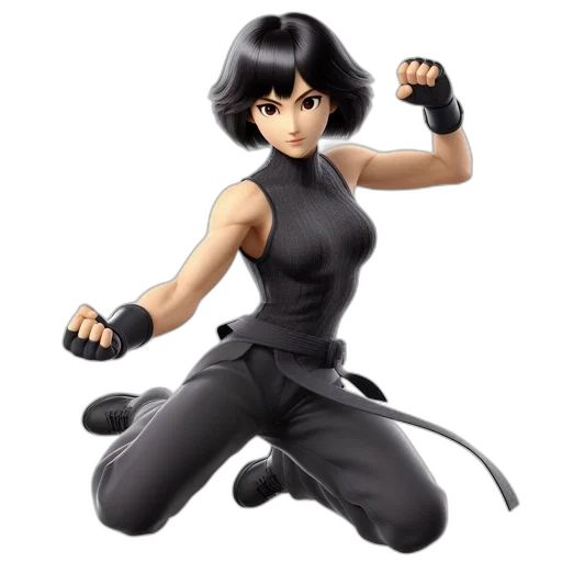 concept art, 3d render, comic book art, anime, animated, figure, determined, athletic transparent PNG cut-out