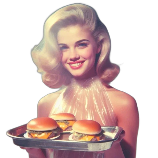 food, dress, face, robot, photorealistic, vaporwave, concept art, comic book art transparent PNG cut-out
