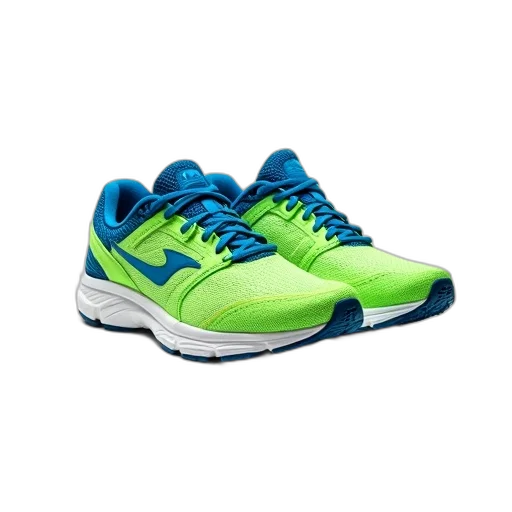 shoes, 3d render, neon, green, pair, bright, blue, running transparent PNG cut-out