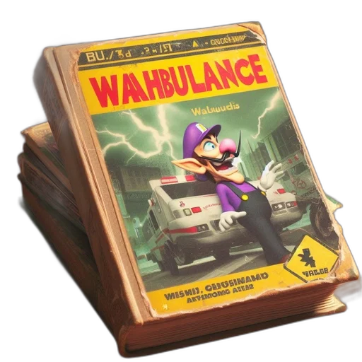 weapon, furniture, concept art, book, cover, wahbulance, featuring, mario-like transparent PNG cut-out