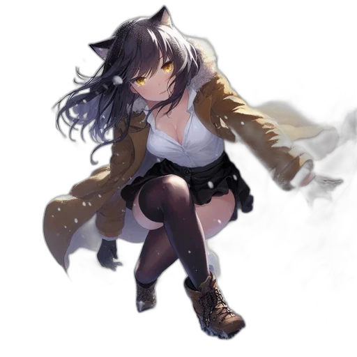 staff, jacket, animal, weapon, concept art, fantasy art, anime, pixel art transparent PNG cut-out
