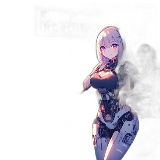 robot, dress, weapon, dragon, concept art, cyberpunk, anime, pixel art transparent PNG cut-out
