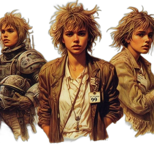 jacket, concept art, comic book art, cyberpunk, fantasy art, three, different, artworks transparent PNG cut-out