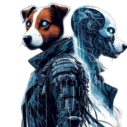 robot, animal, jacket, creature, cyberpunk, concept art, comic book art, fantasy art transparent PNG cut-out