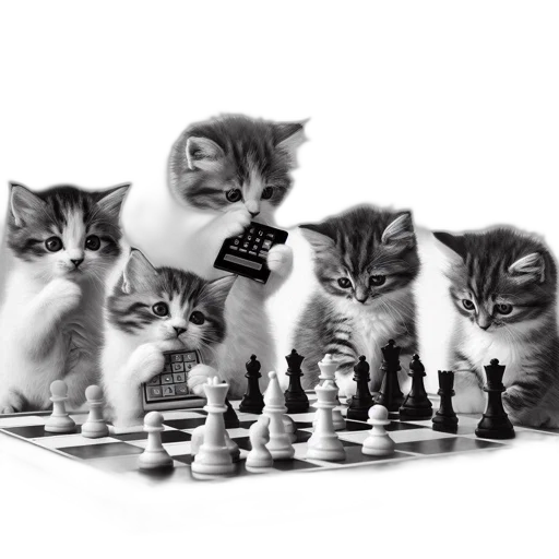 animal, crown, photorealistic, concept art, 3d render, fantasy art, five, kittens transparent PNG cut-out