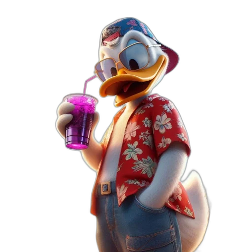 bottle, animal, staff, robot, vaporwave, 3d render, concept art, cartoon transparent PNG cut-out