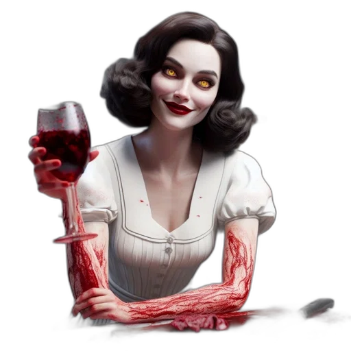 concept art, comic book art, fantasy art, pixel art, red, kitchen, setting, woman transparent PNG cut-out