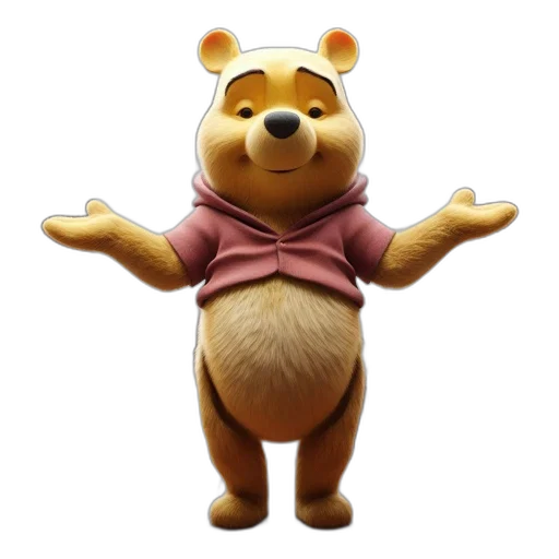 animal, creature, 3d render, concept art, photorealistic, winnie, pooh, wearing transparent PNG cut-out