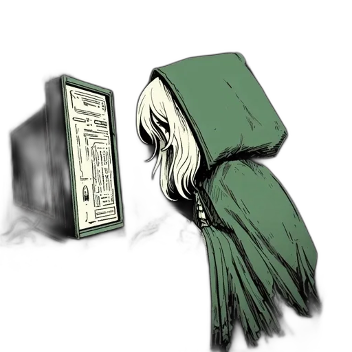 mask, hair, hat, weapon, concept art, comic book art, fantasy art, cyberpunk transparent PNG cut-out