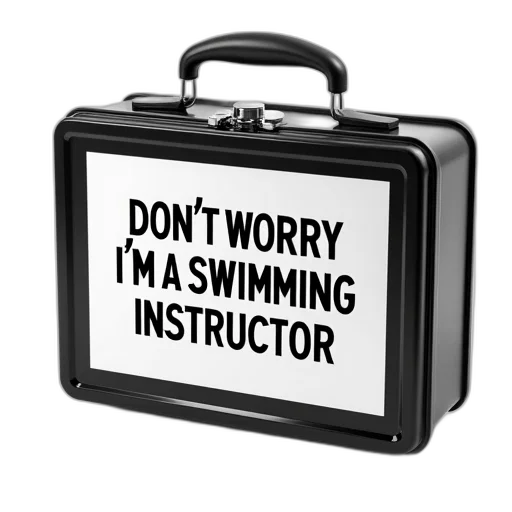 underwater, black, white, lunchbox, design, reads, don, worry transparent PNG cut-out