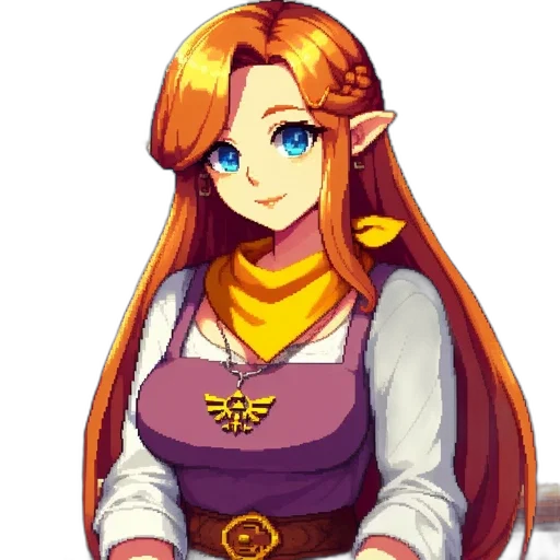 staff, face, dress, crown, pixel art, fantasy art, concept art, anime transparent PNG cut-out