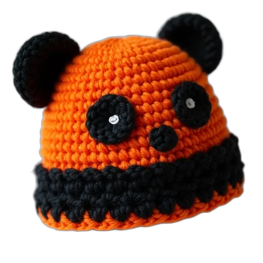 hat, orange, black, crochet transparent PNG cut-out