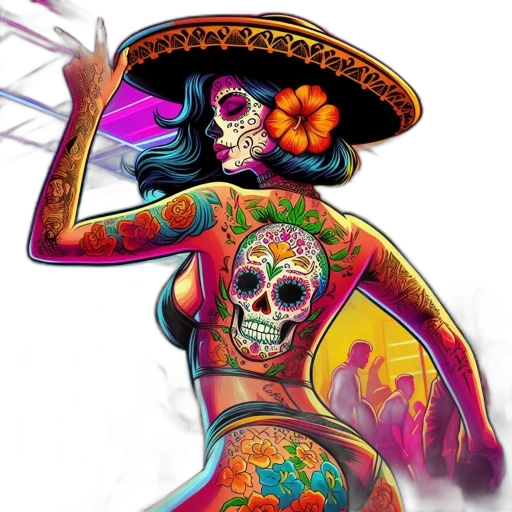 concept art, comic book art, fantasy art, photorealistic, colorful, neon, illustration, shows transparent PNG cut-out