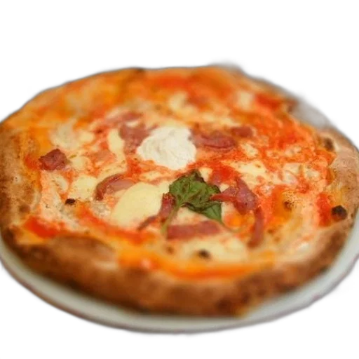 food, face, 3d render, photorealistic, delicious-looking, pizza, ham, cheese transparent PNG cut-out