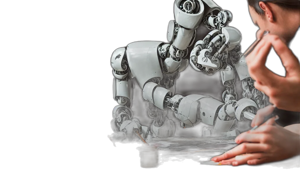 robot, concept art, 3d render, studio transparent PNG cut-out