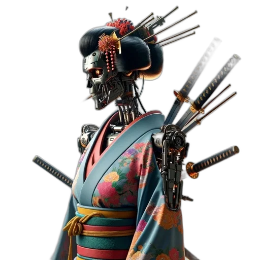 robot, staff, weapon, sword, cyberpunk, concept art, 3d render, fantasy art transparent PNG cut-out
