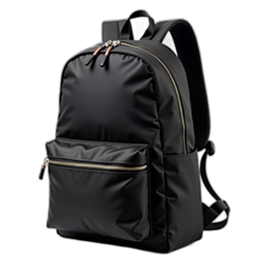 jacket, 3d render, black, nylon, backpack, front, zippered, pocket transparent PNG cut-out