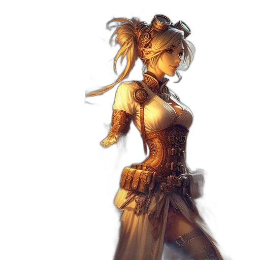 dress, staff, fantasy art, concept art, photorealistic, comic book art, golden, earth tones transparent PNG cut-out