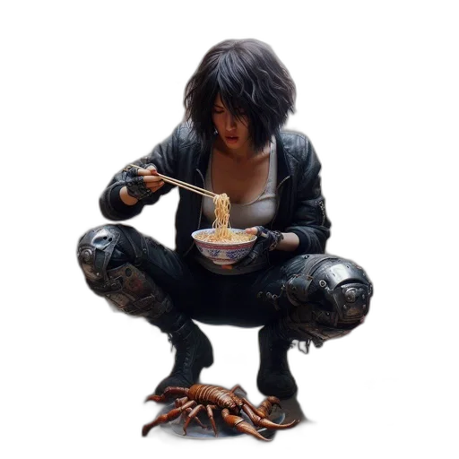 food, robot, shoes, creature, concept art, cyberpunk, 3d render, photorealistic transparent PNG cut-out