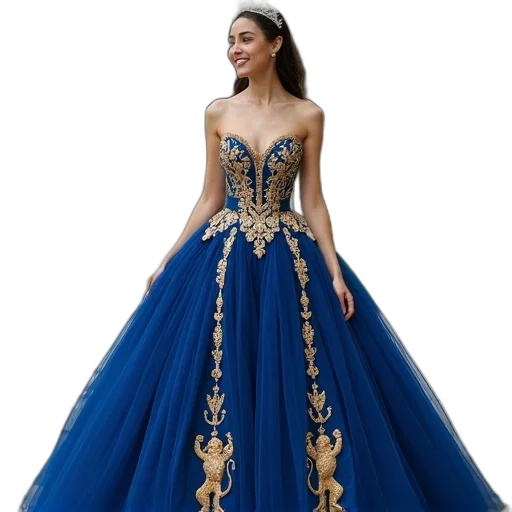 dress, crown, jewelry, concept art, fantasy art, blue, woman, wearing transparent PNG cut-out