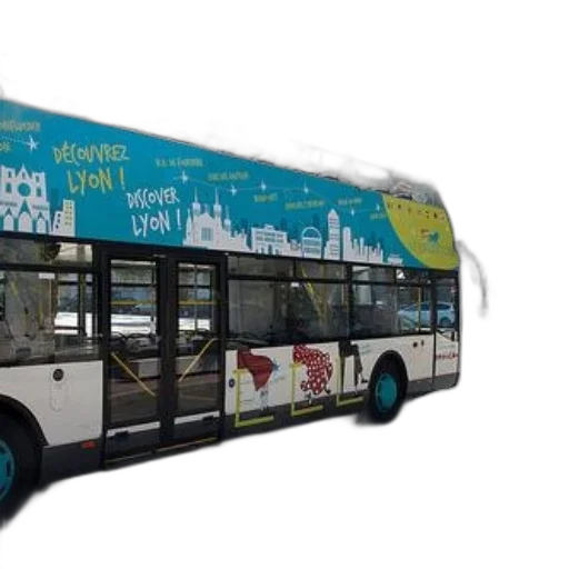 concept art, sightseeing, bus, lyon, france, slogan, discover, side transparent PNG cut-out