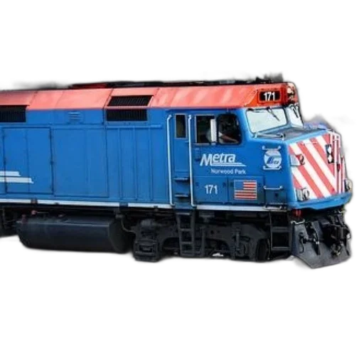 3d render, photorealistic, blue, metra, train, number, 171, front transparent PNG cut-out