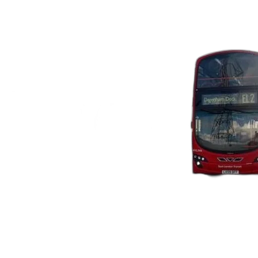 photorealistic, 3d render, red, double-decker, bus, parked, under, bridge transparent PNG cut-out