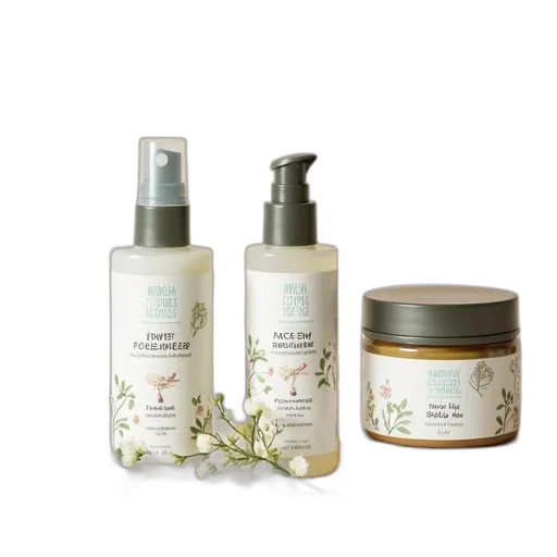 collection, nourish, organic, skincare, products, displayed, including, face transparent PNG cut-out