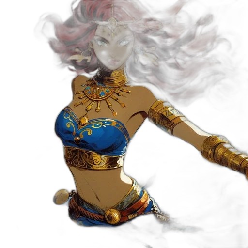 fantasy art, concept art, comic book art, watercolor, underwater, fire, golden, blue transparent PNG cut-out