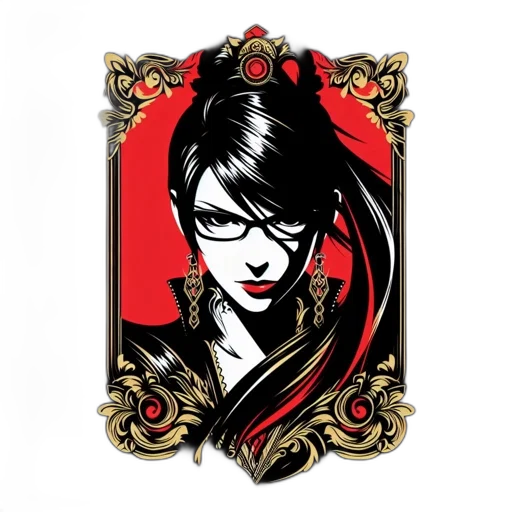 staff, jewelry, fantasy art, comic book art, concept art, anime, red, stylized transparent PNG cut-out