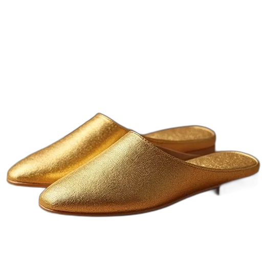 shoes, hat, crown, jewelry, 3d render, golden, gold, slippers transparent PNG cut-out