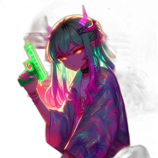 weapon, dragon, staff, mask, cyberpunk, vaporwave, anime, fantasy art transparent PNG cut-out