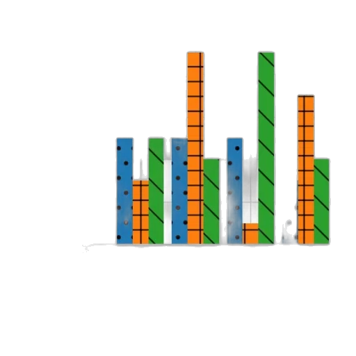 pixel art, 3d render, bar, chart, three, categories, camera, walk transparent PNG cut-out