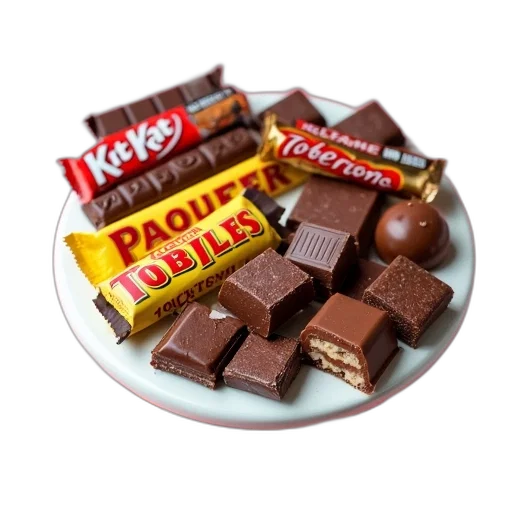 food, crown, weapon, 3d render, photorealistic, dark, variety, chocolate transparent PNG cut-out
