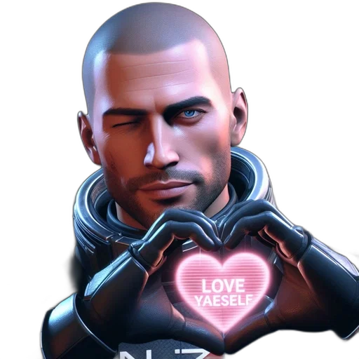 robot, concept art, 3d render, cyberpunk, comic book art, bald, bearded, man transparent PNG cut-out