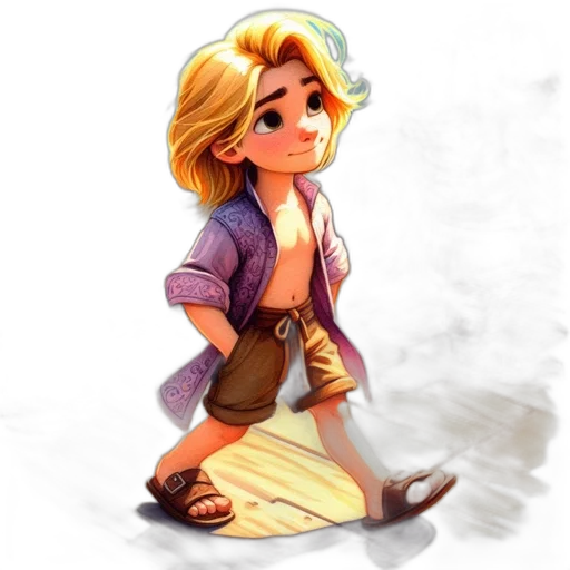staff, fantasy art, concept art, pixel art, watercolor, golden, young, animated transparent PNG cut-out