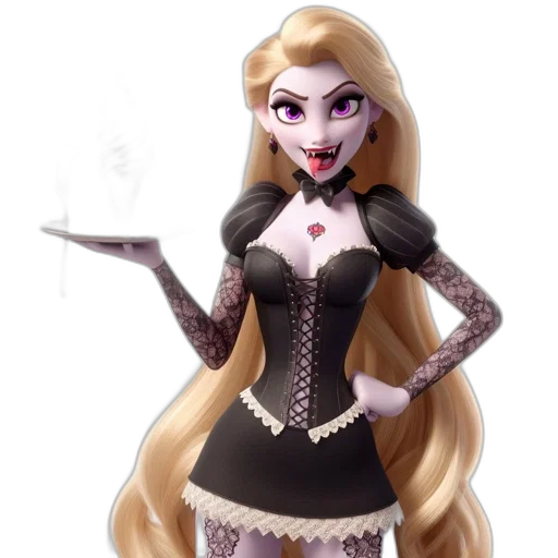 staff, dress, concept art, fantasy art, 3d render, cartoon, dark, mischievous-looking transparent PNG cut-out
