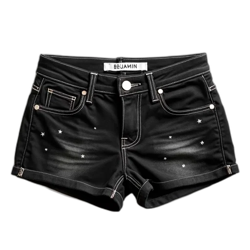 monochrome, dark, pair, black, denim, shorts, pattern, small transparent PNG cut-out