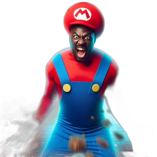 face, creature, concept art, 3d render, comic book art, pixel art, dynamic, mario transparent PNG cut-out