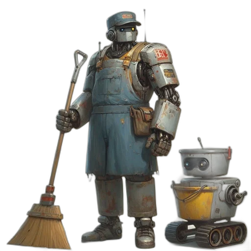 robot, staff, weapon, concept art, fantasy art, 3d render, photorealistic, blue transparent PNG cut-out