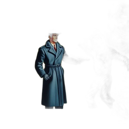 jacket, staff, hat, umbrella, concept art, 3d render, photorealistic, fog transparent PNG cut-out